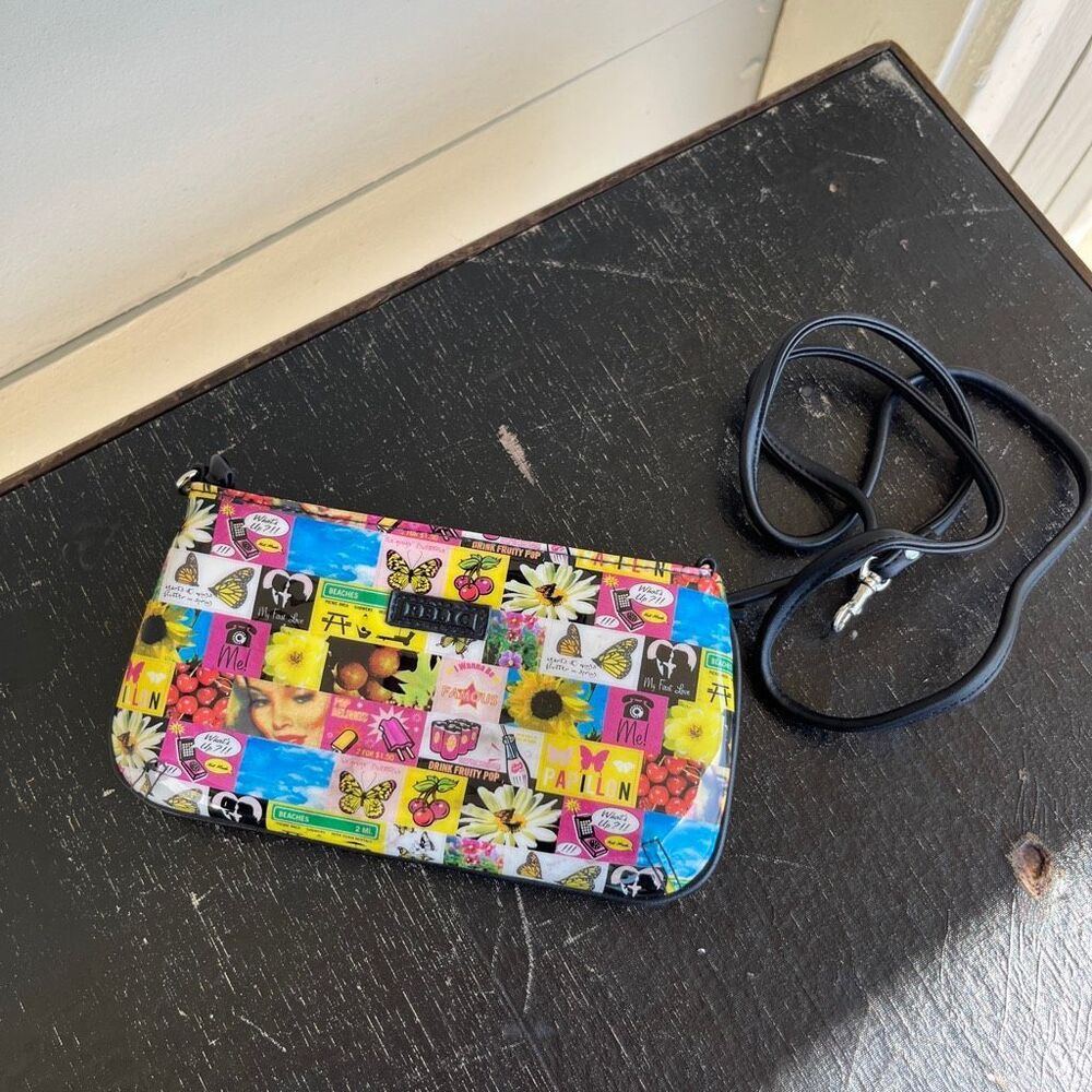 VTG Y2K Relic Vinyl Collage Print Shoulder Bag Clutch Butterfly Pop Art